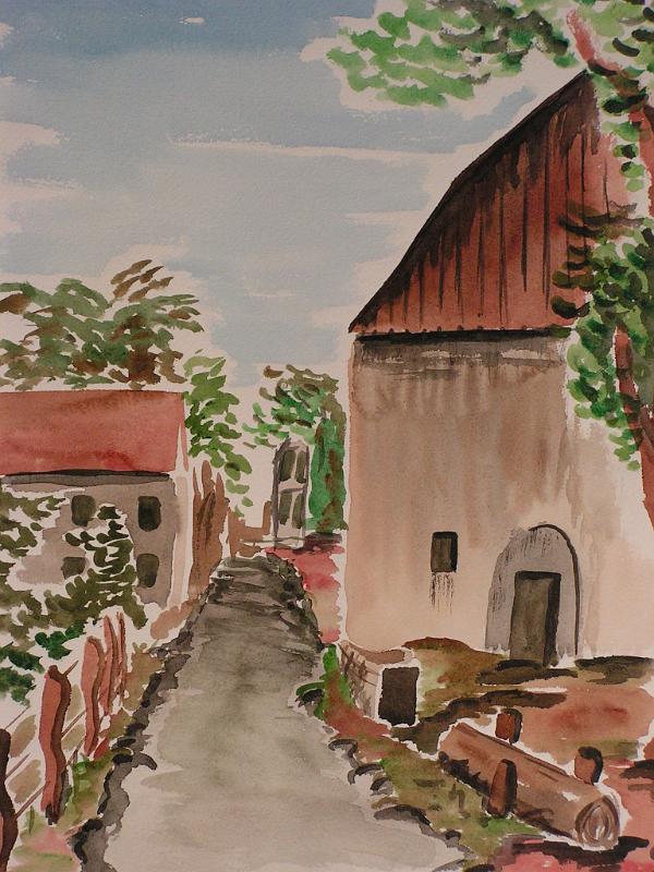 Dorfeinfahrt, 1978, Aquarell, 30x40.jpg